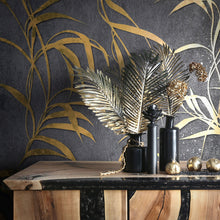 34289 Shimmer Leaf The New Design Book Black and Gold Wallpaper By Galerie