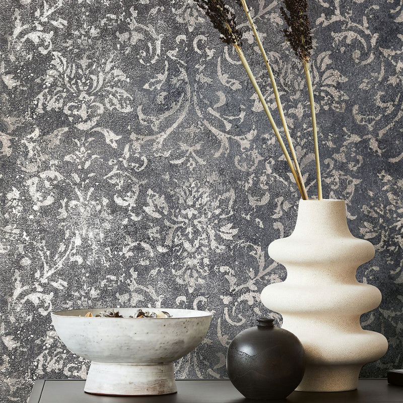 34296 Ornamental The New Design Book Black and Silver Wallpaper By Galerie