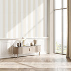 34413 Thick Stripe Flora White and Beige Wallpaper By Galerie
