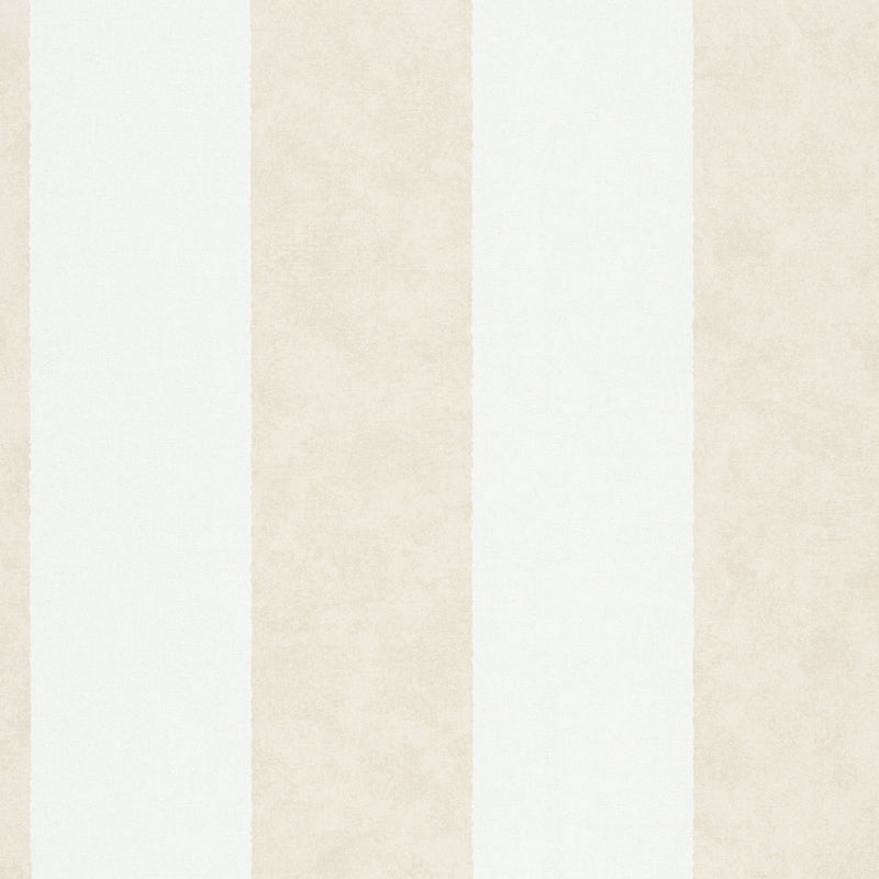 34413 Thick Stripe Flora White and Beige Wallpaper By Galerie