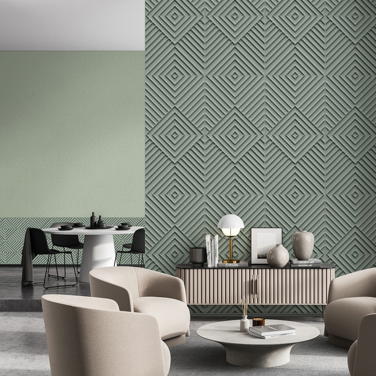 34485 Graphic The New Design Book Green and Grey Wallpaper By Galerie