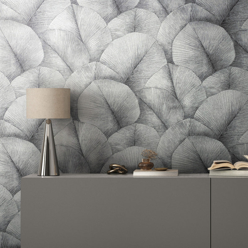 34508 Palm Leaf The New Design Book Grey Wallpaper By Galerie