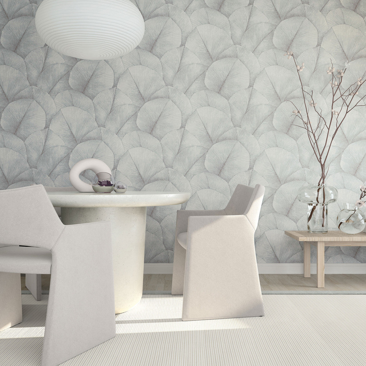 34512 Palm Leaf The New Design Book Grey and Blue Wallpaper By Galerie