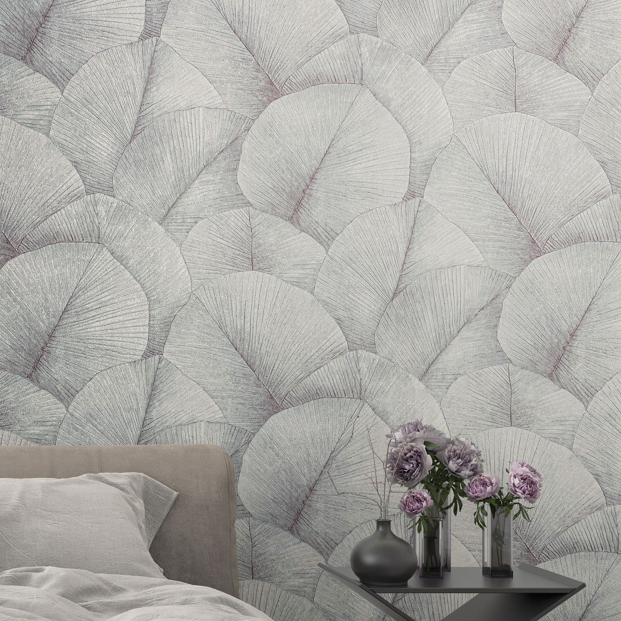 34512 Palm Leaf The New Design Book Grey and Blue Wallpaper By Galerie