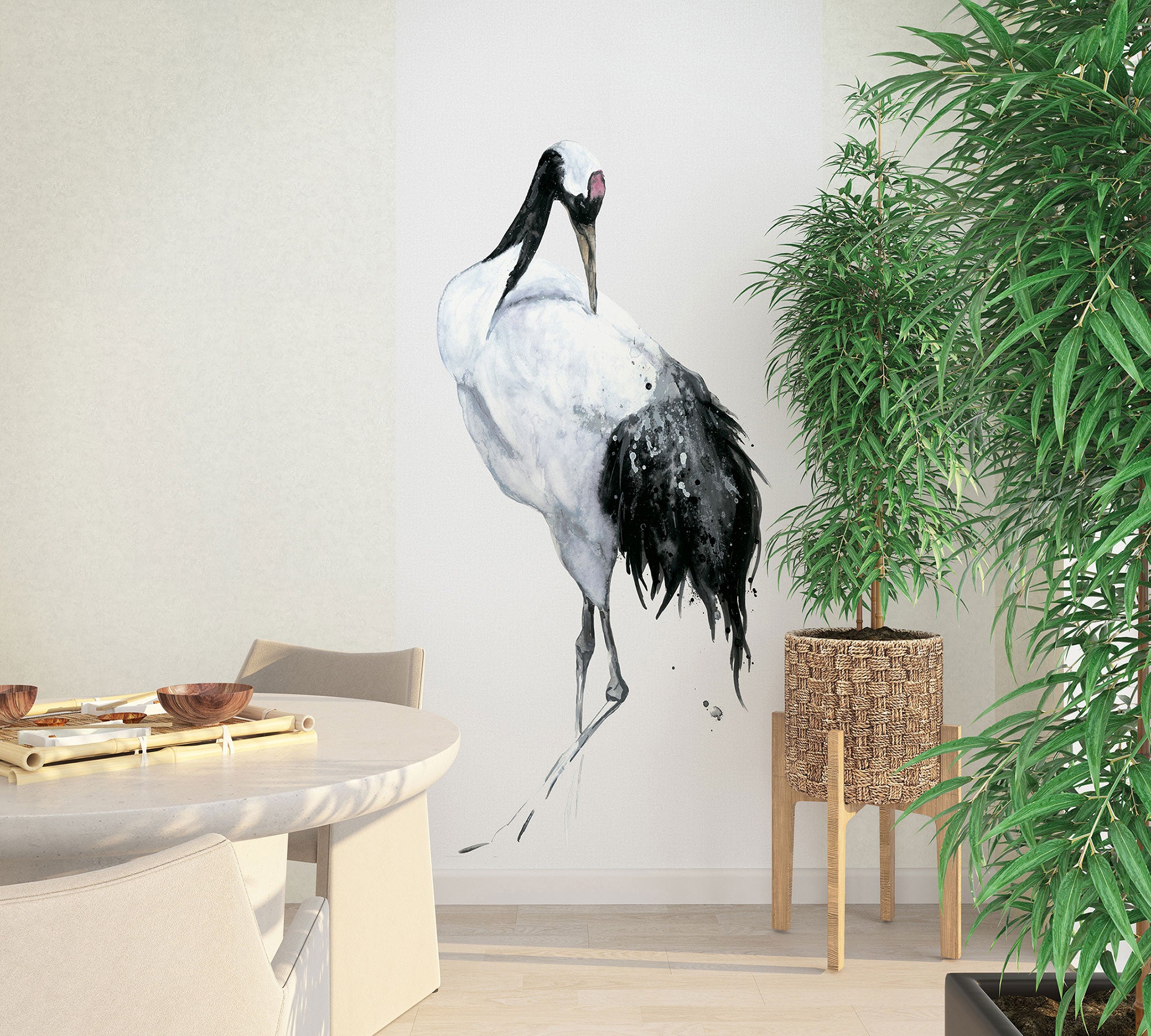 34594 Painted Crane Mural Kumano Wallpaper By Galerie