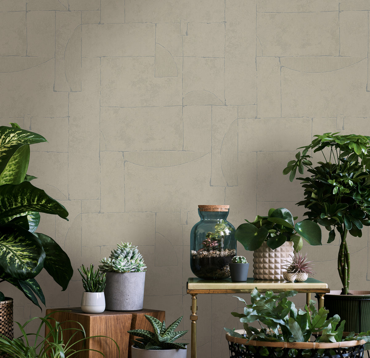 Wallpaper 001 Beige & Brown Terra Wallpaper by Galerie