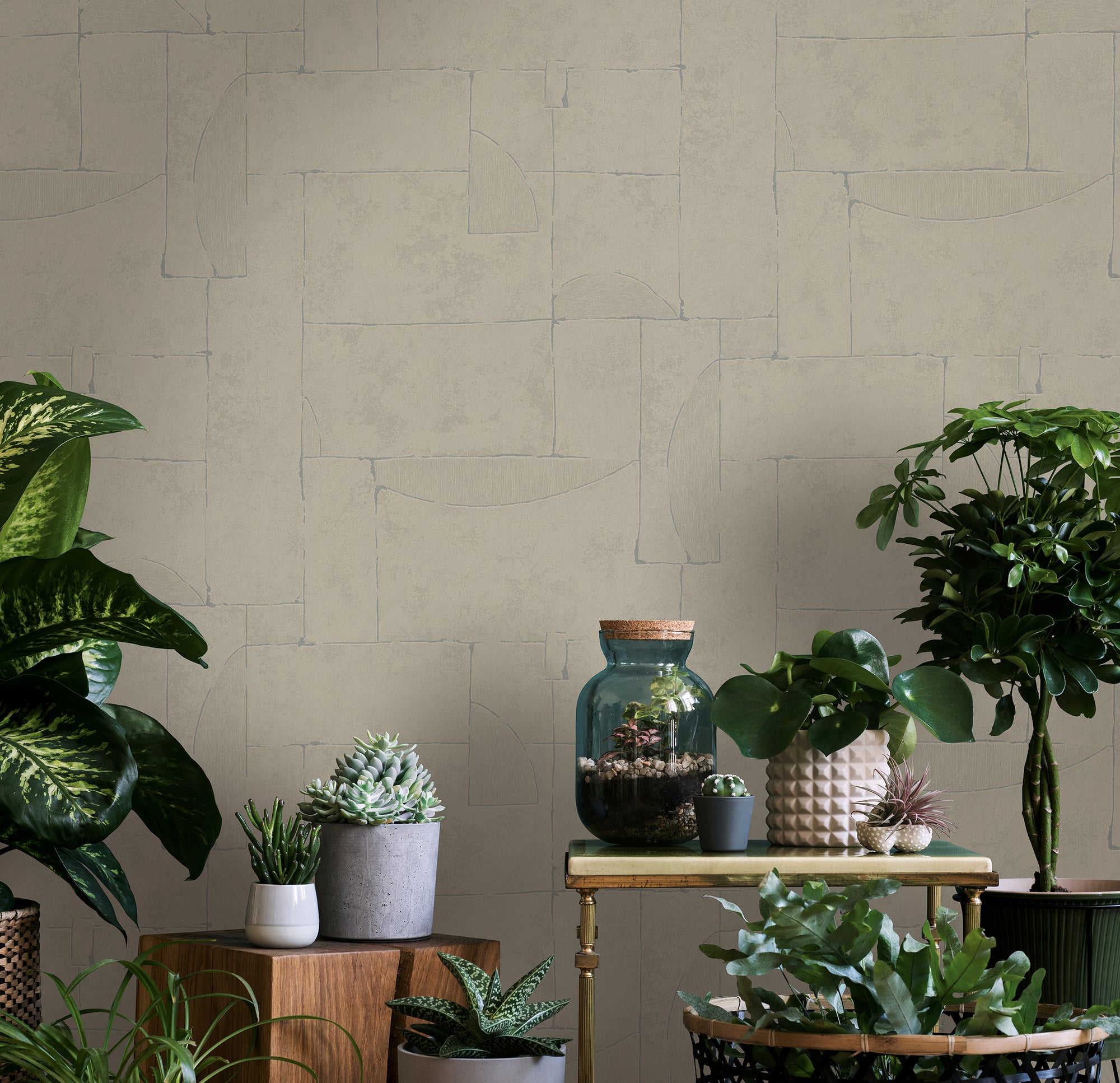 34601 Wallpaper 001 Beige & Brown Wallpaper by Galerie