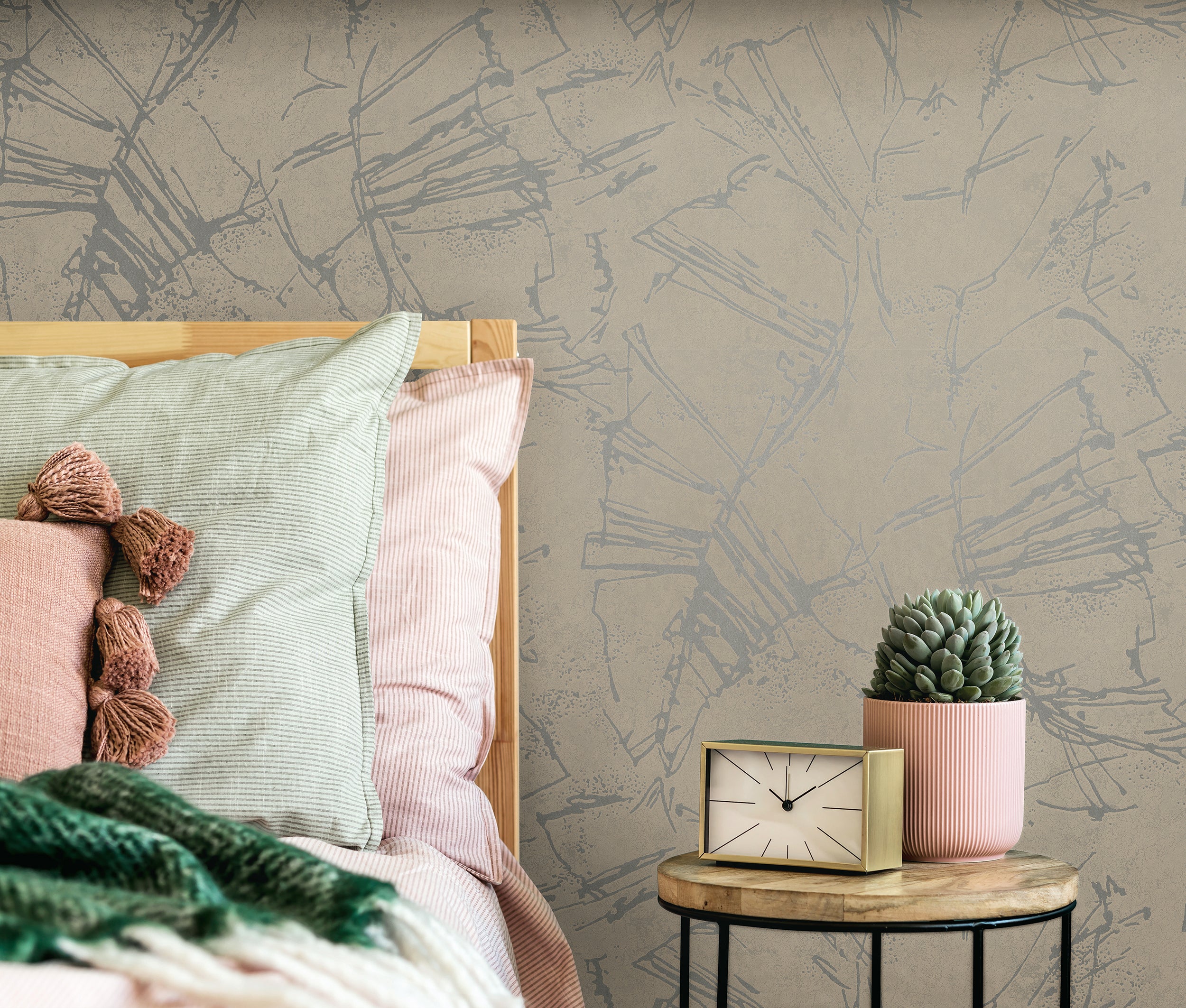 34614 Wallpaper 004 Beige & Brown Wallpaper by Galerie