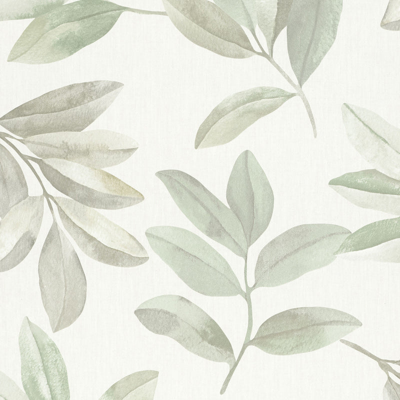 34708 Twig Leaf The New Design Book White and Green Wallpaper By Galerie