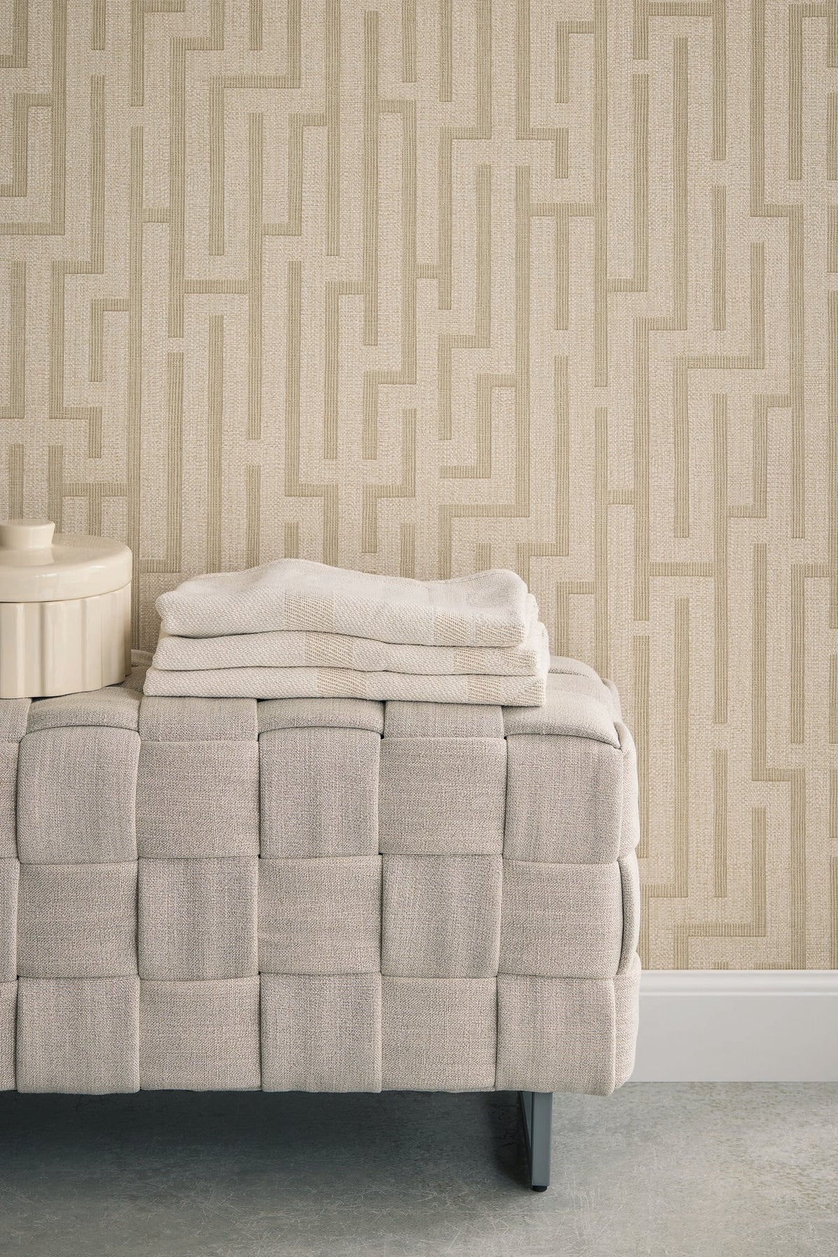 Linen Trellis Beige/Sand Riviera Maison Wallpaper by Eijffinger
