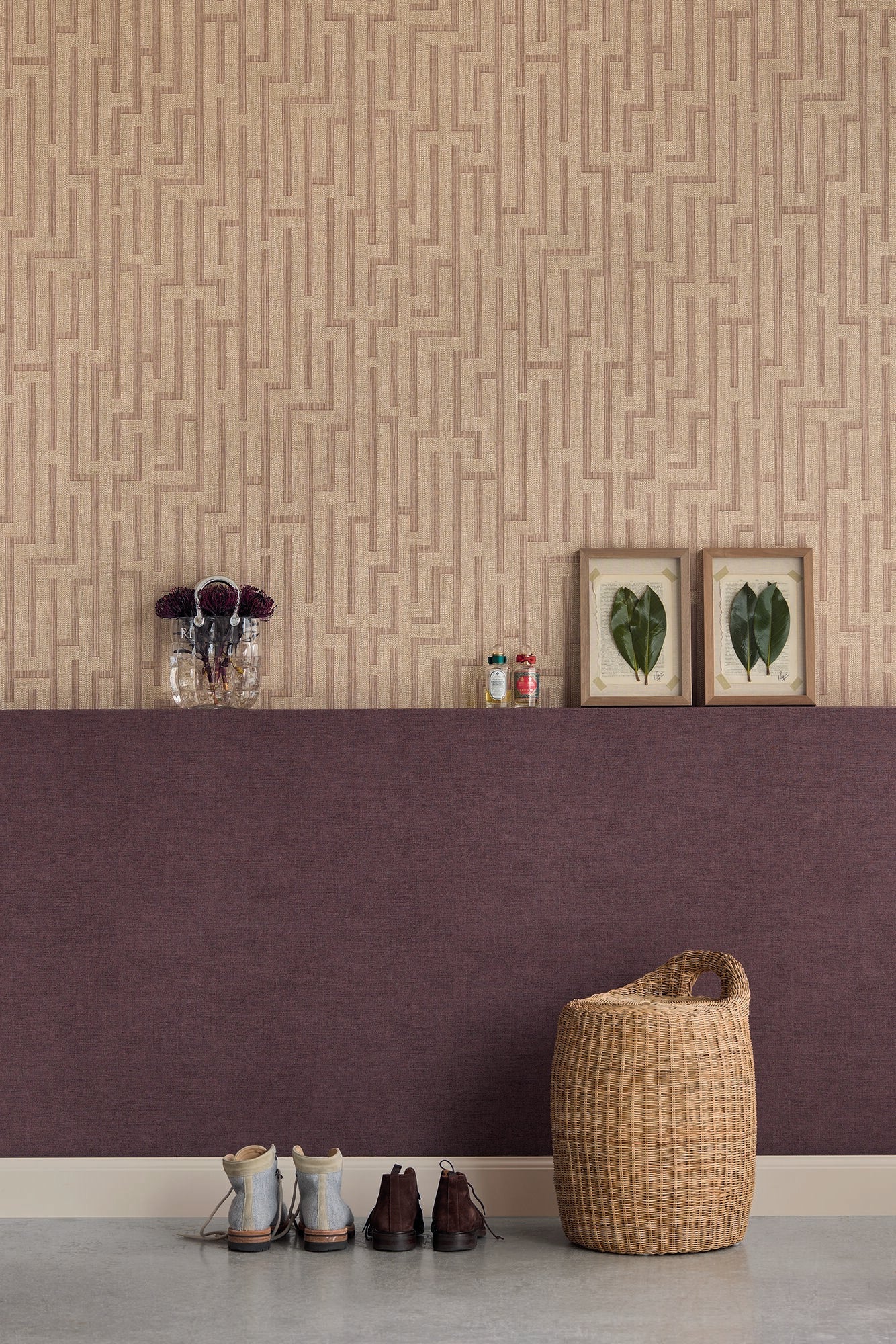 350534 Linen Trellis Pink/Terracotta Wallpaper by Eijffinger