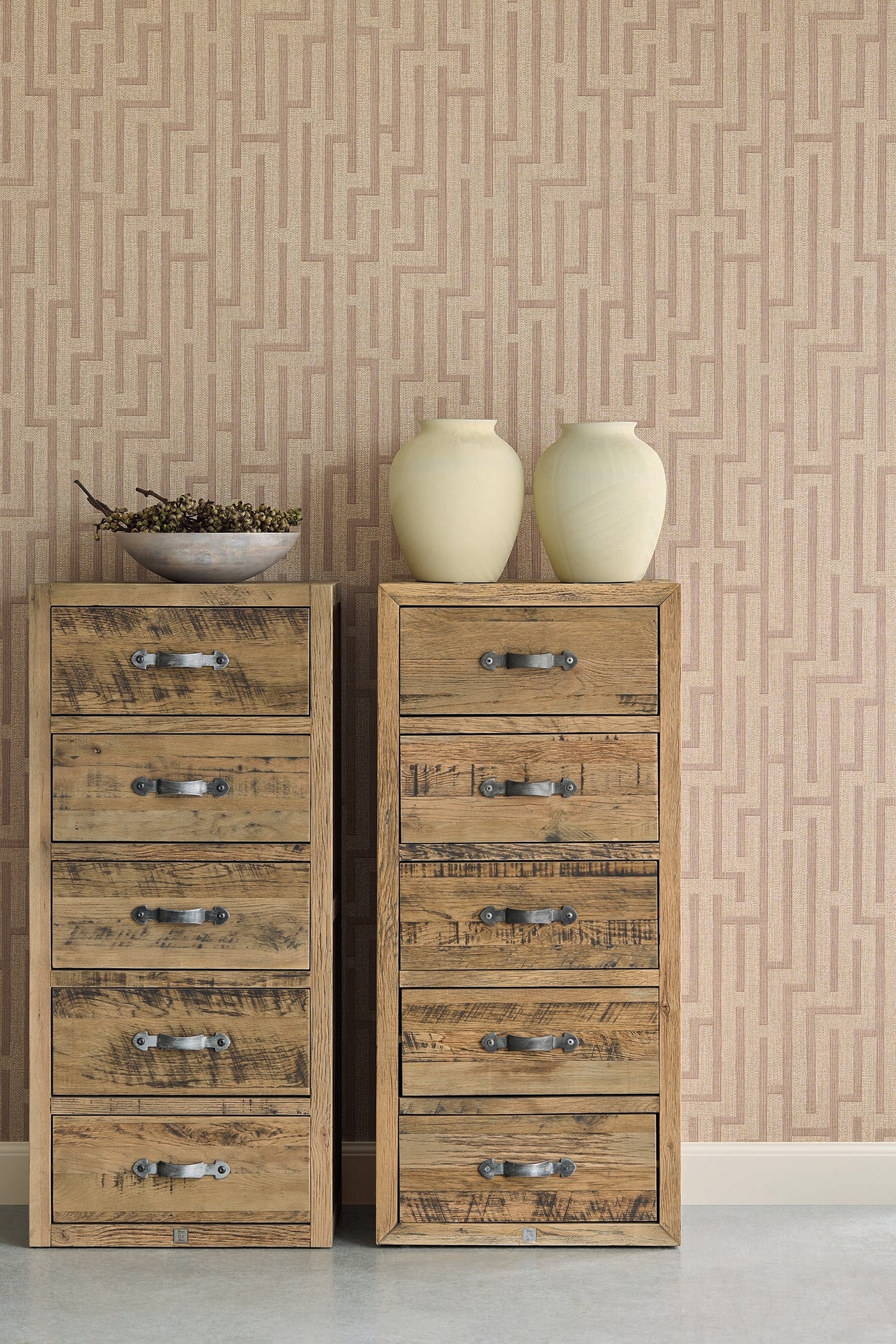 350534 Linen Trellis Pink/Terracotta Wallpaper by Eijffinger