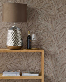 350542 Structured Leaves Brown/Taupe Wallpaper by Eijffinger
