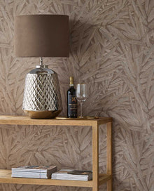 350542 Structured Leaves Brown/Taupe Wallpaper by Eijffinger