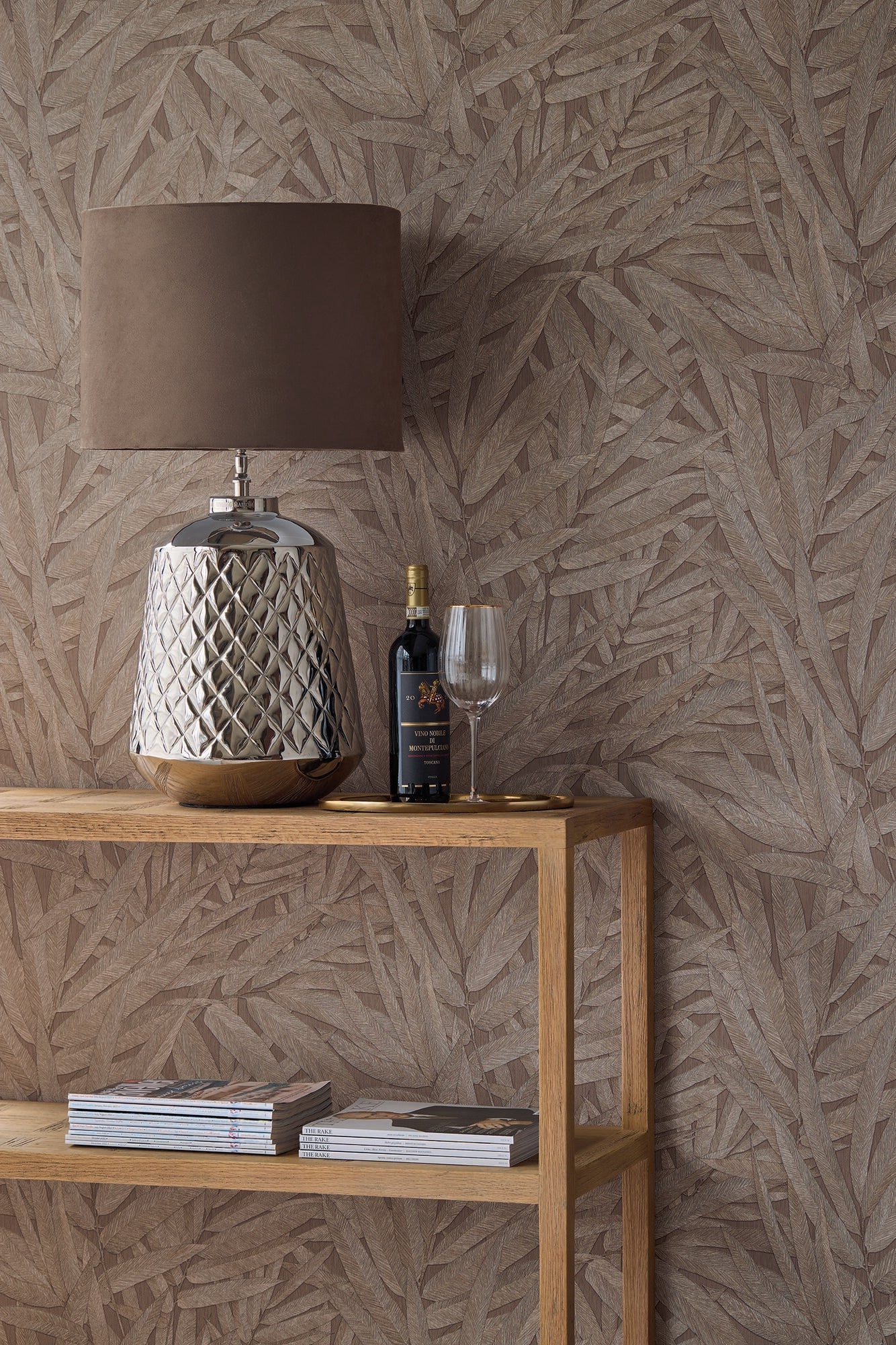 350542 Structured Leaves Brown/Taupe Wallpaper by Eijffinger