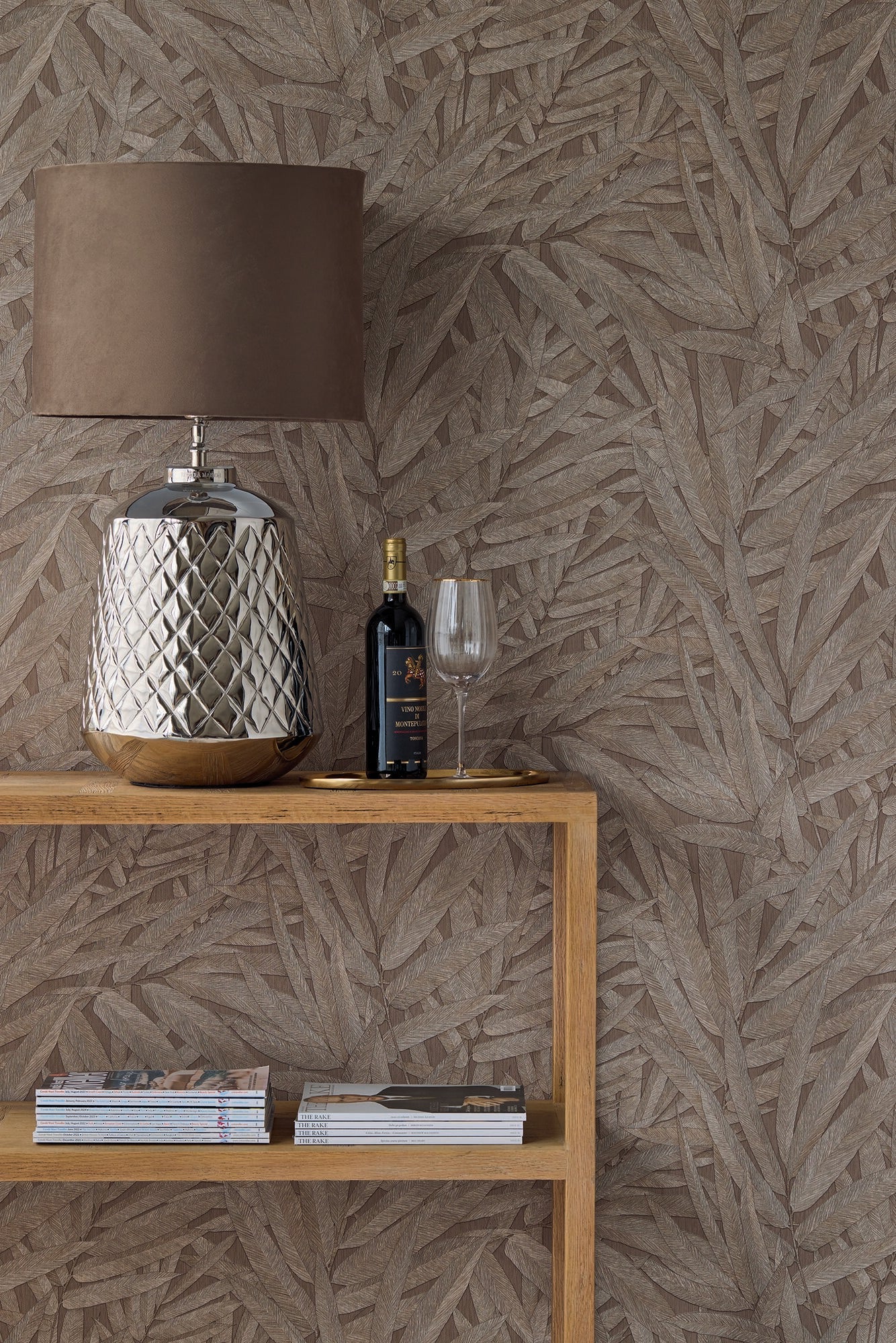 350542 Structured Leaves Brown/Taupe Wallpaper by Eijffinger