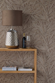 350542 Structured Leaves Brown/Taupe Wallpaper by Eijffinger