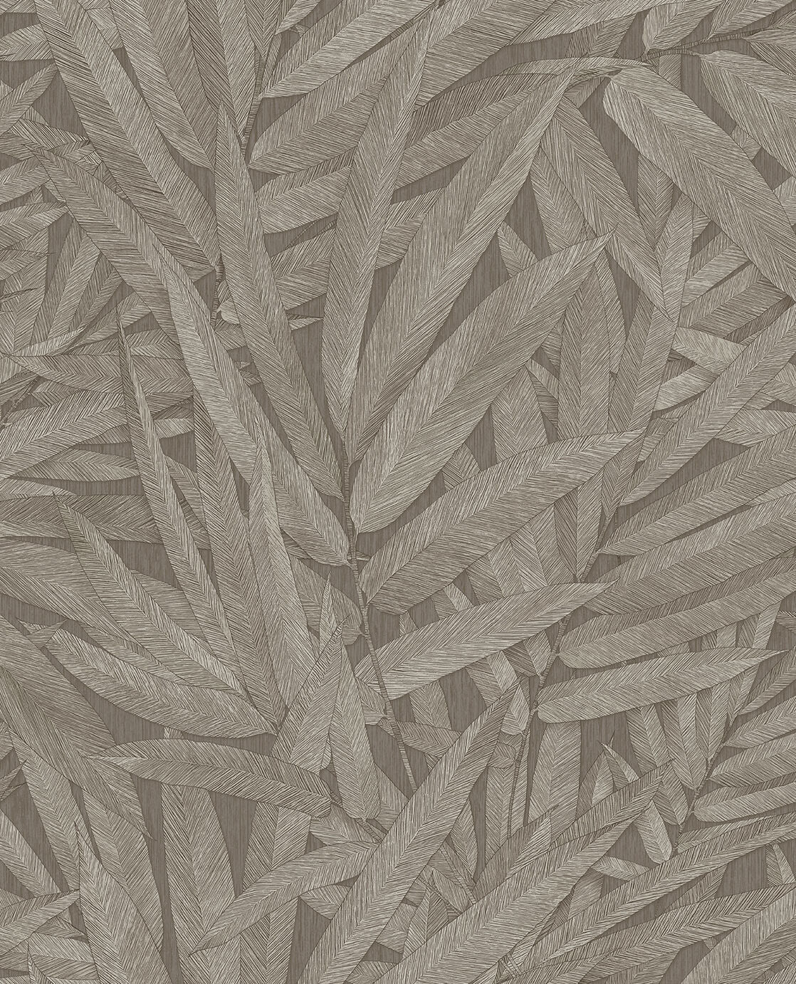 350543 Structured Leaves Dark Brown/Taupe Wallpaper by Eijffinger