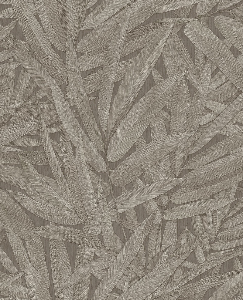 350543 Structured Leaves Dark Brown/Taupe Wallpaper by Eijffinger