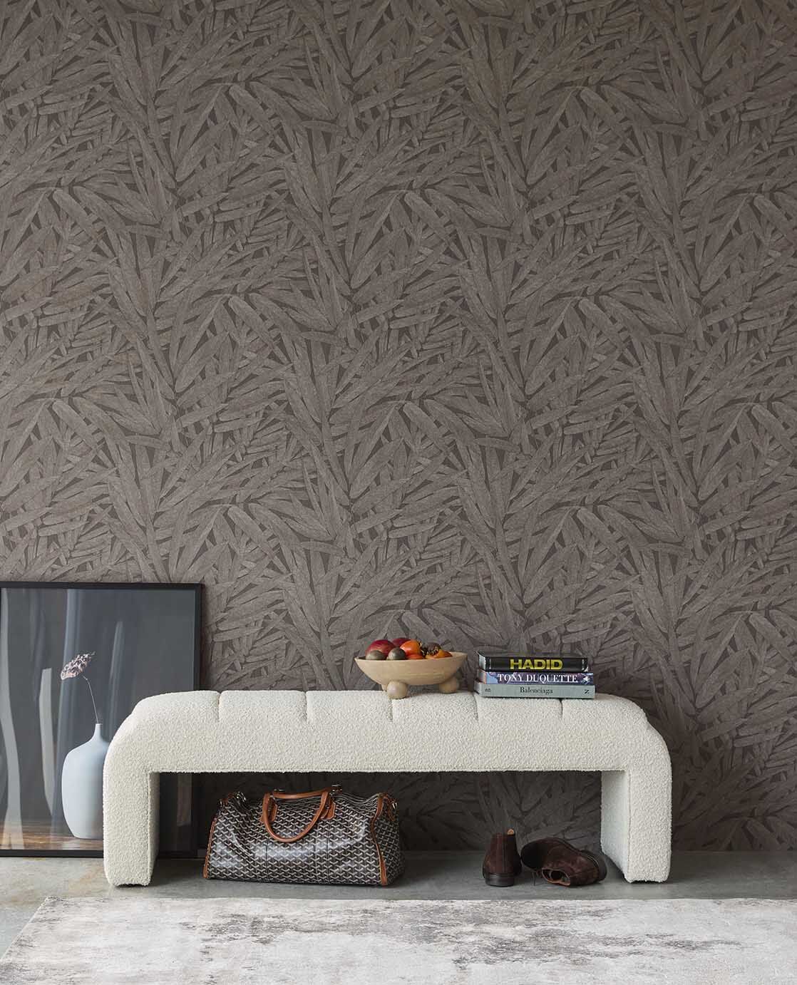 350544 Structured Leaves Brown Wallpaper by Eijffinger