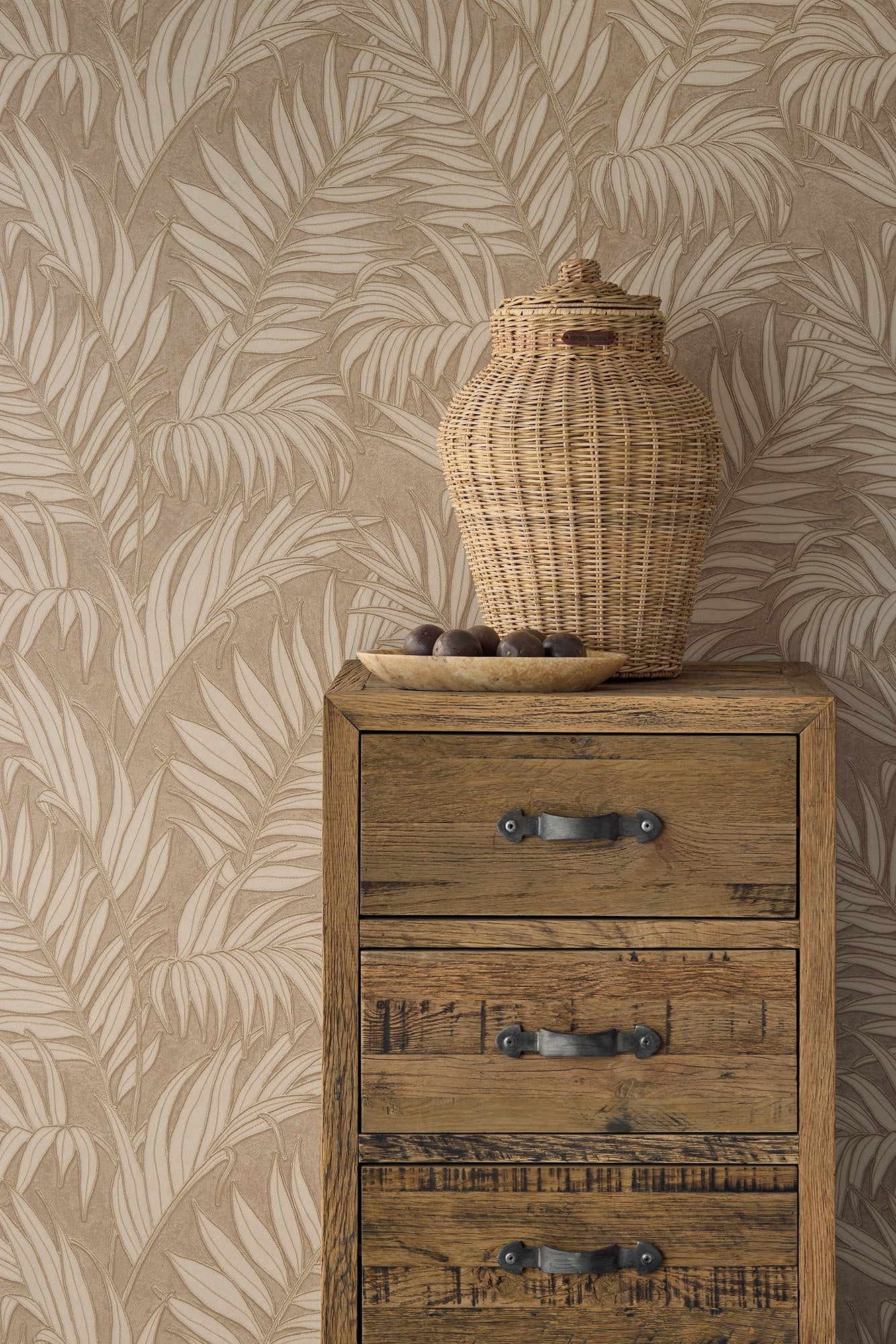 350553 Stringed Leaves Beige/Sand Wallpaper by Eijffinger