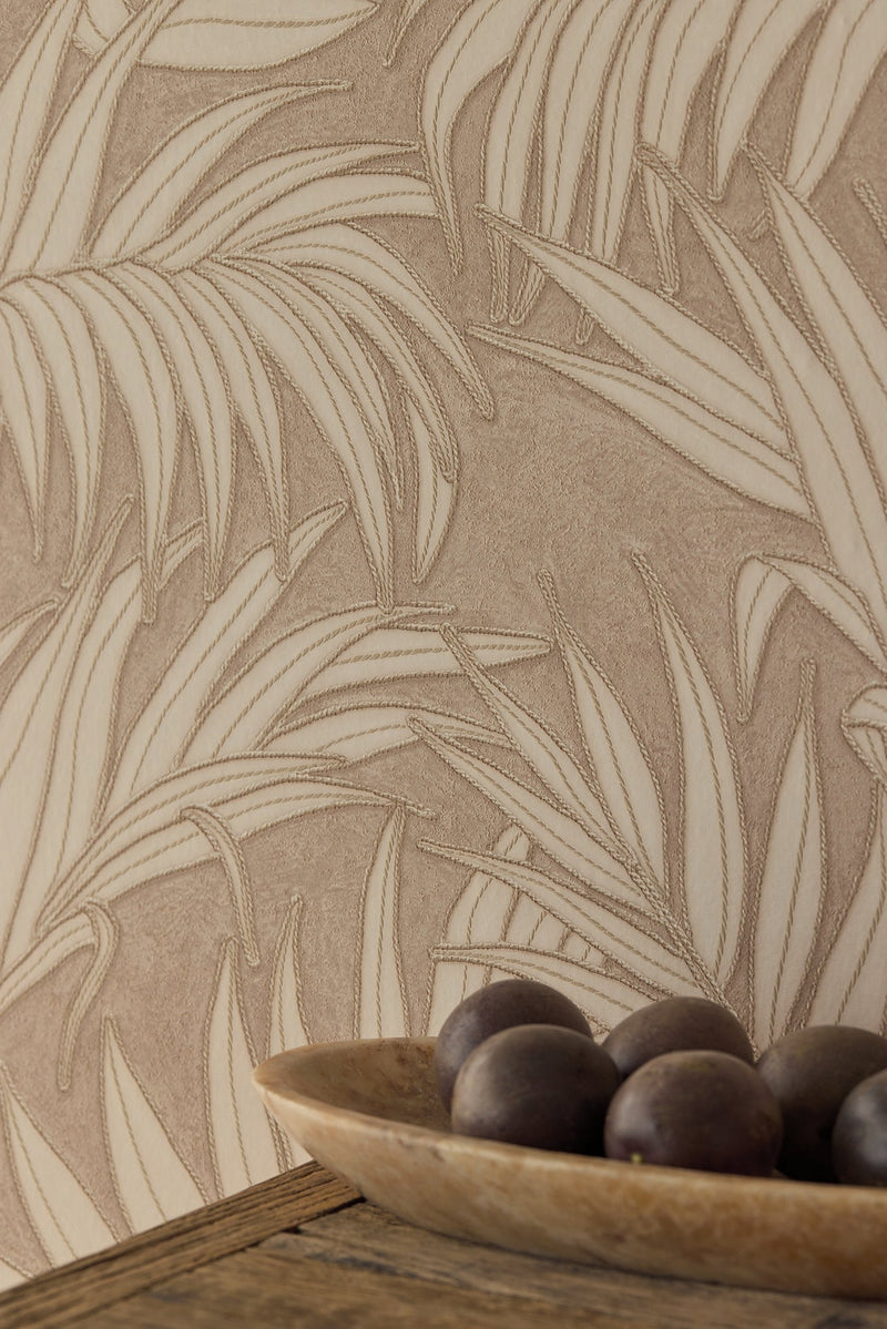 350553 Stringed Leaves Beige/Sand Wallpaper by Eijffinger