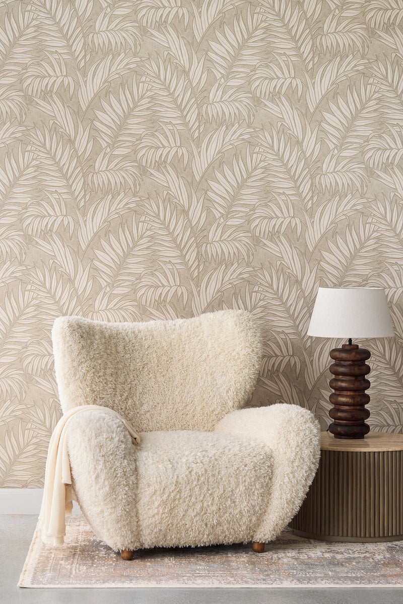 350554 Stringed Leaves Brown/Taupe Wallpaper by Eijffinger