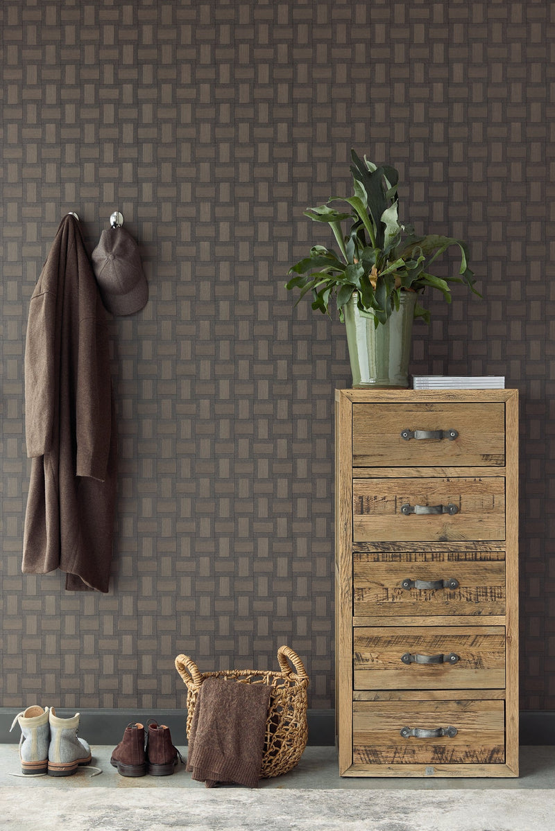 350566 Squares Brown/Taupe Wallpaper by Eijffinger