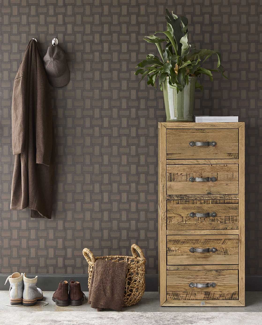 350566 Squares Brown/Taupe Wallpaper by Eijffinger