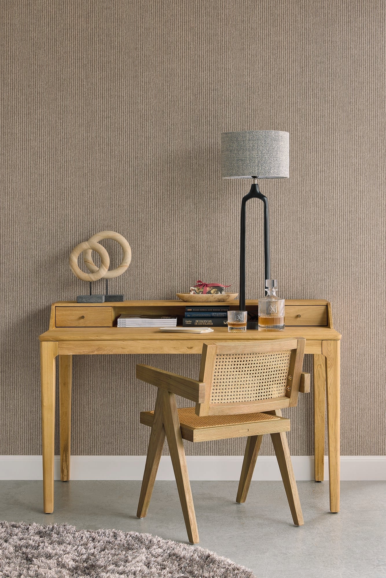 350575 Corduroy Rib Brown/Taupe Wallpaper by Eijffinger