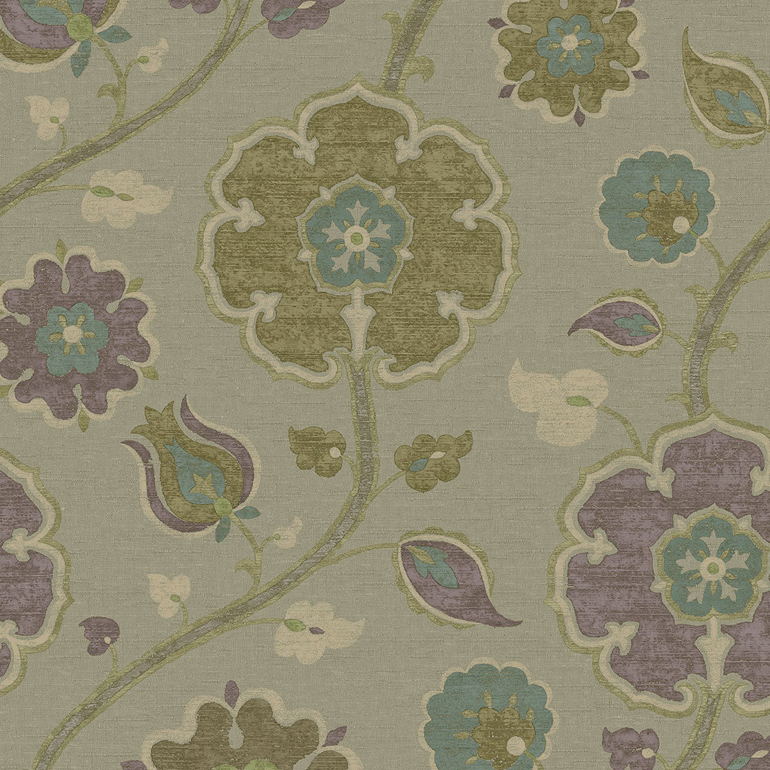 350614 Flowers Dark Green Amber Wallpaper by Eijffinger