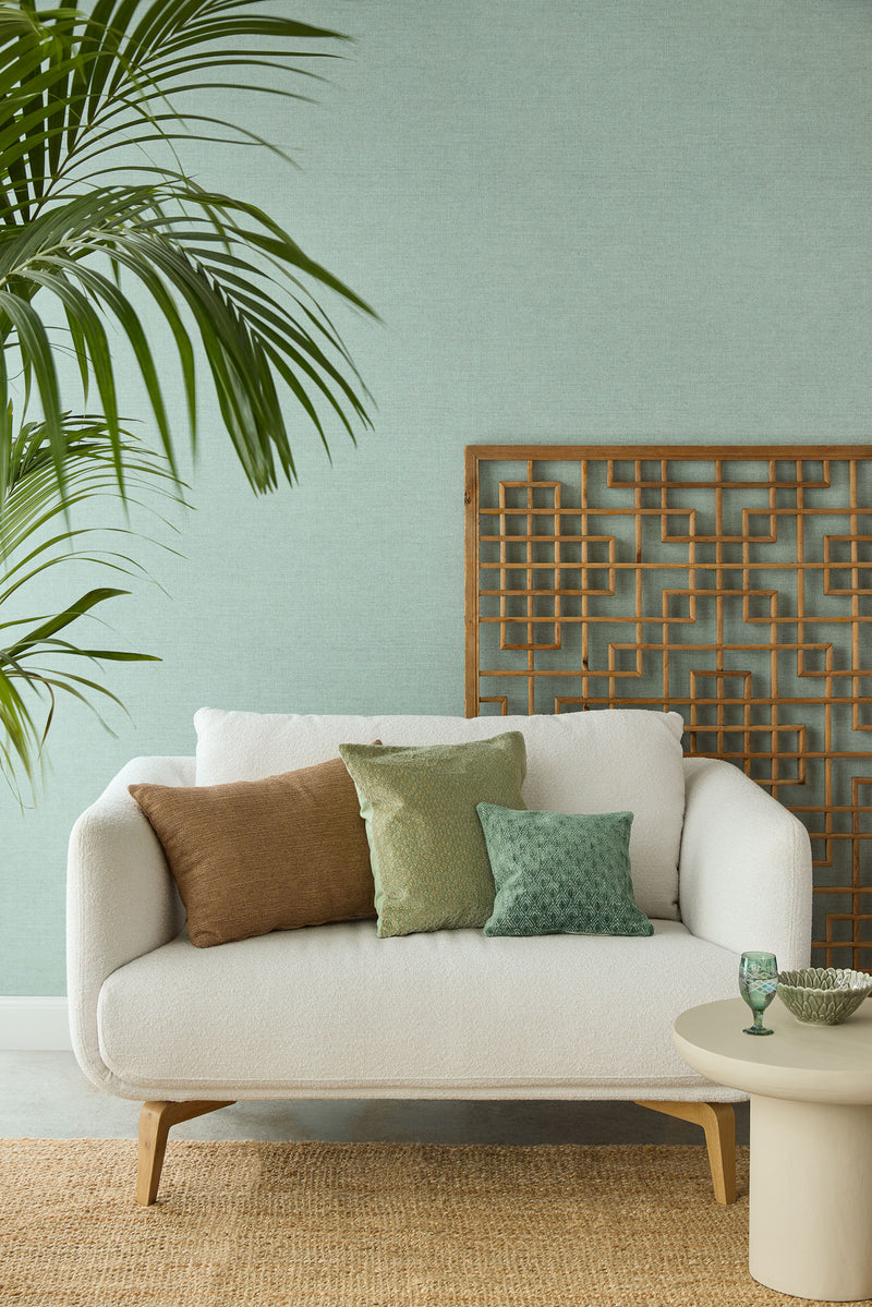 350634 Plain Silk Celadon Amber Wallpaper by Eijffinger