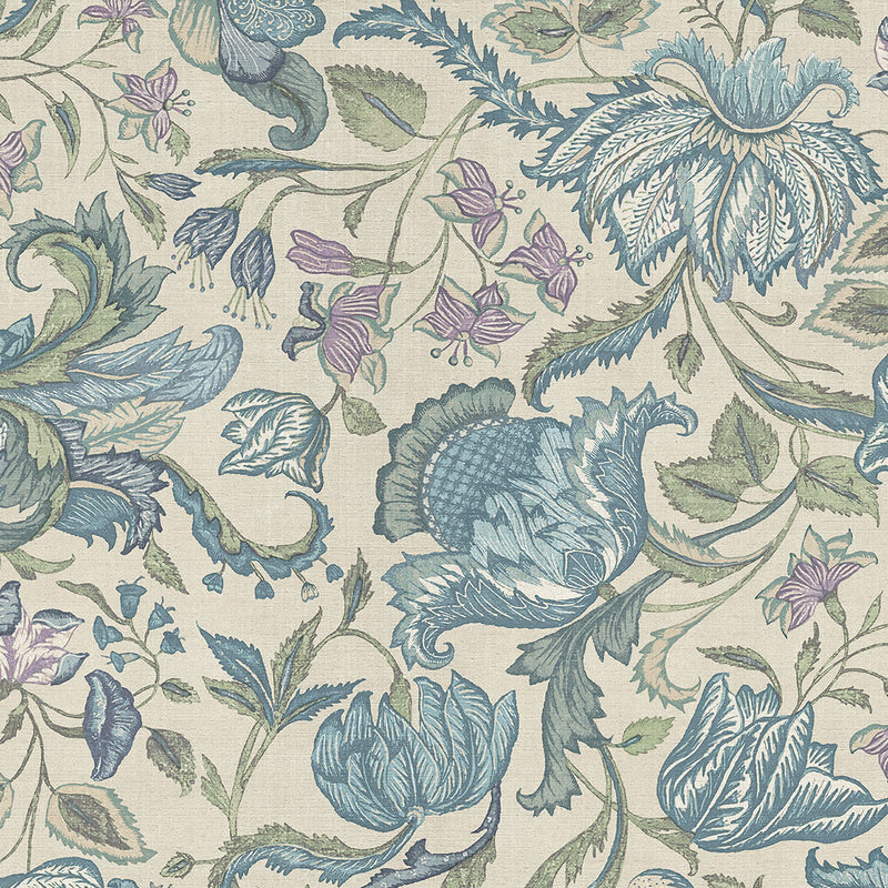 350645 Jacobean Blue Amber Wallpaper by Eijffinger