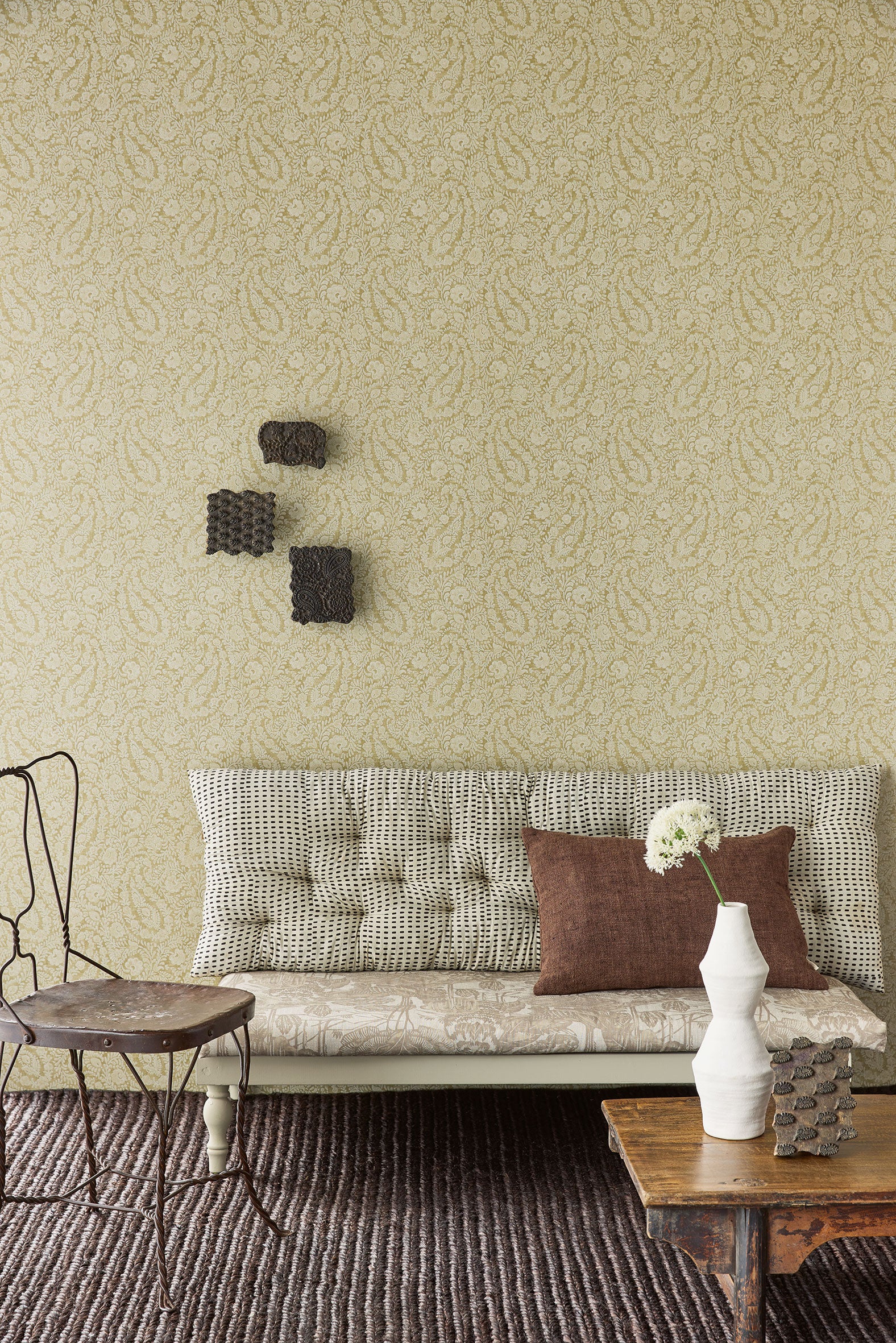350654 Paisley Patches Olive Amber Wallpaper by Eijffinger