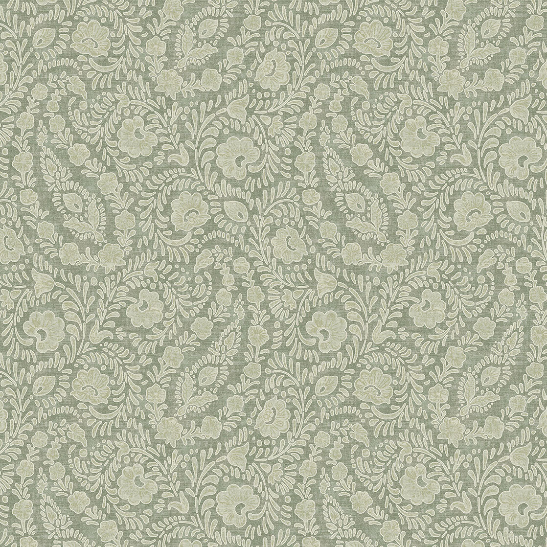 350655 Paisley Patches Sage Amber Wallpaper by Eijffinger