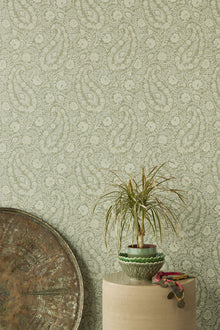 350655 Paisley Patches Sage Amber Wallpaper by Eijffinger