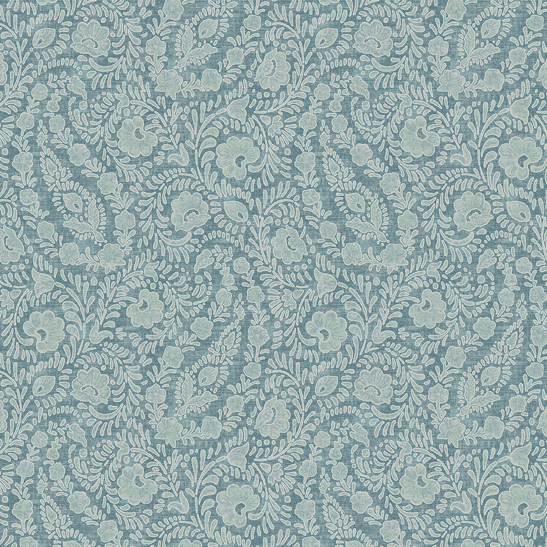 350656 Paisley Patches Slate Blue Amber Wallpaper by Eijffinger