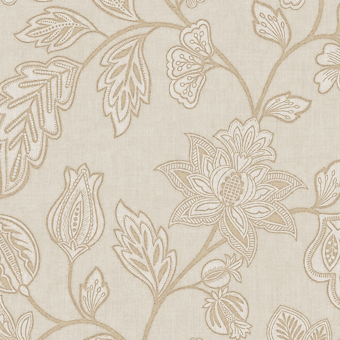 350660 Ikat Flower Trail Beige Amber Wallpaper by Eijffinger