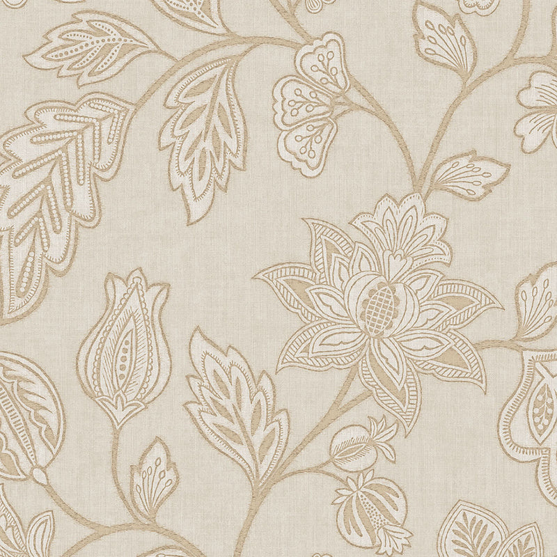 350660 Ikat Flower Trail Beige Amber Wallpaper by Eijffinger