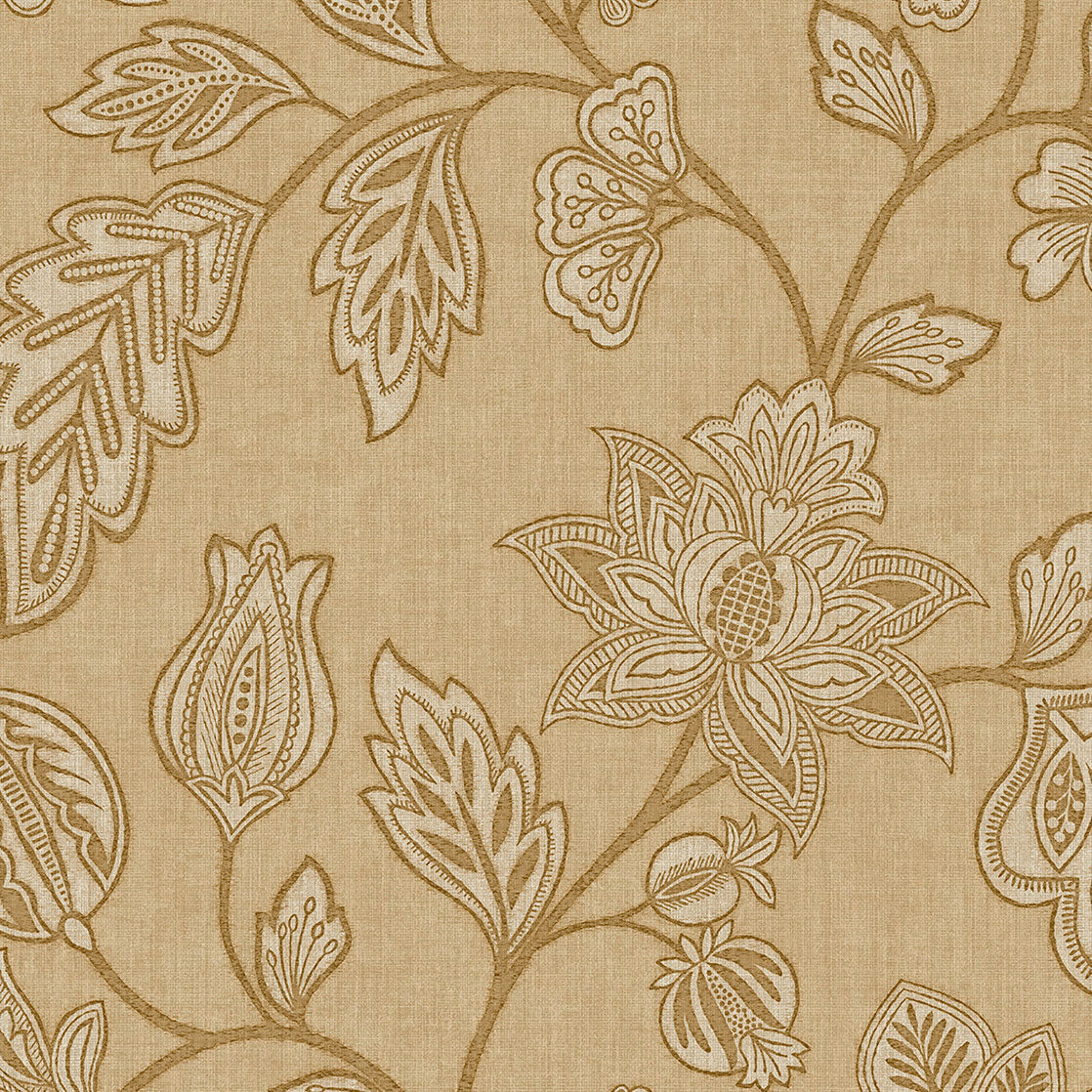 350661 Ikat Flower Trail Amber Amber Wallpaper by Eijffinger