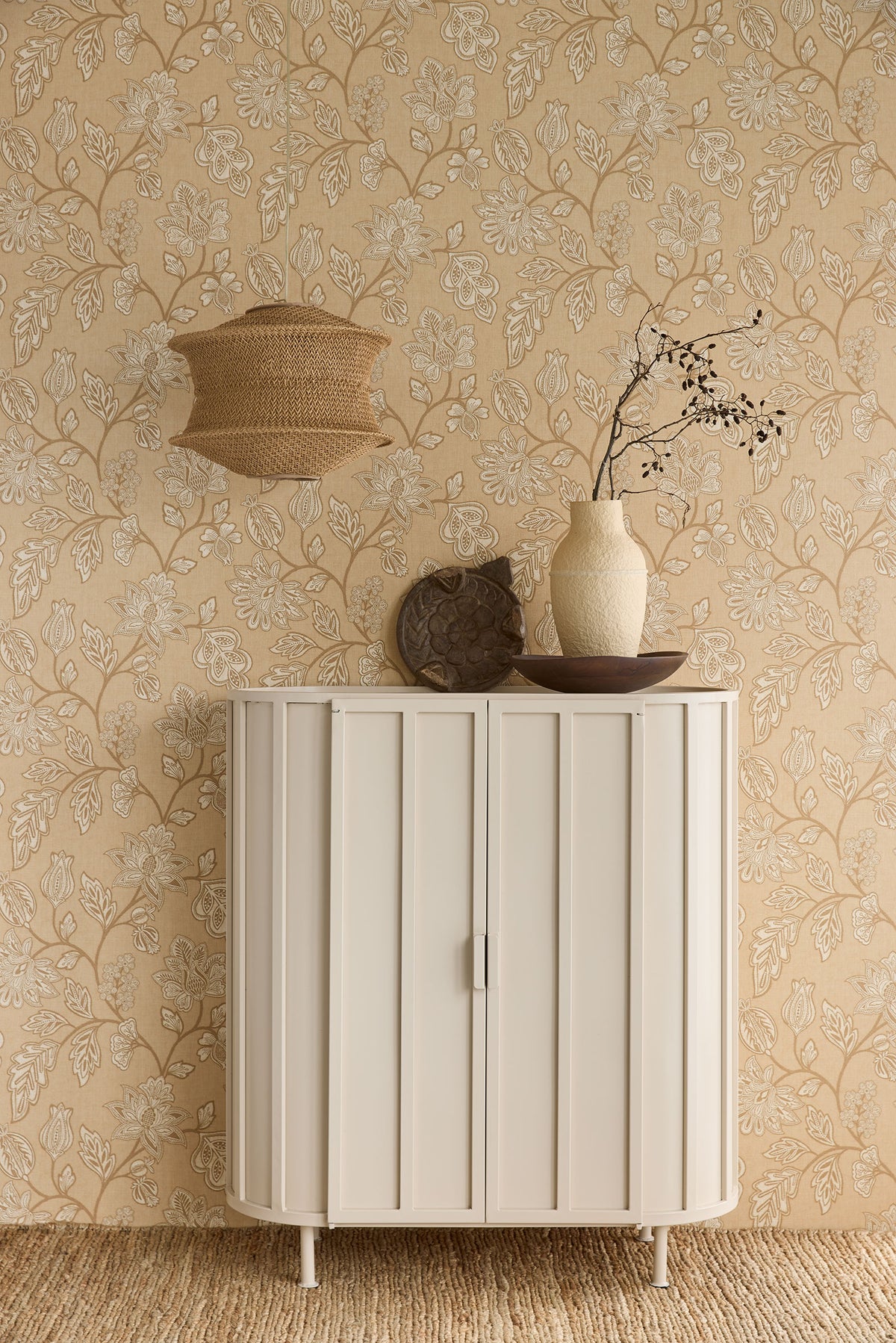 Ikat Flower Trail Amber Amber Wallpaper by Eijffinger