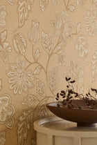 350661 Ikat Flower Trail Amber Amber Wallpaper by Eijffinger
