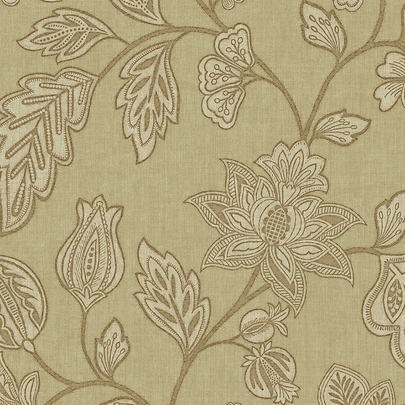 350662 Ikat Flower Trail Hazel Amber Wallpaper by Eijffinger