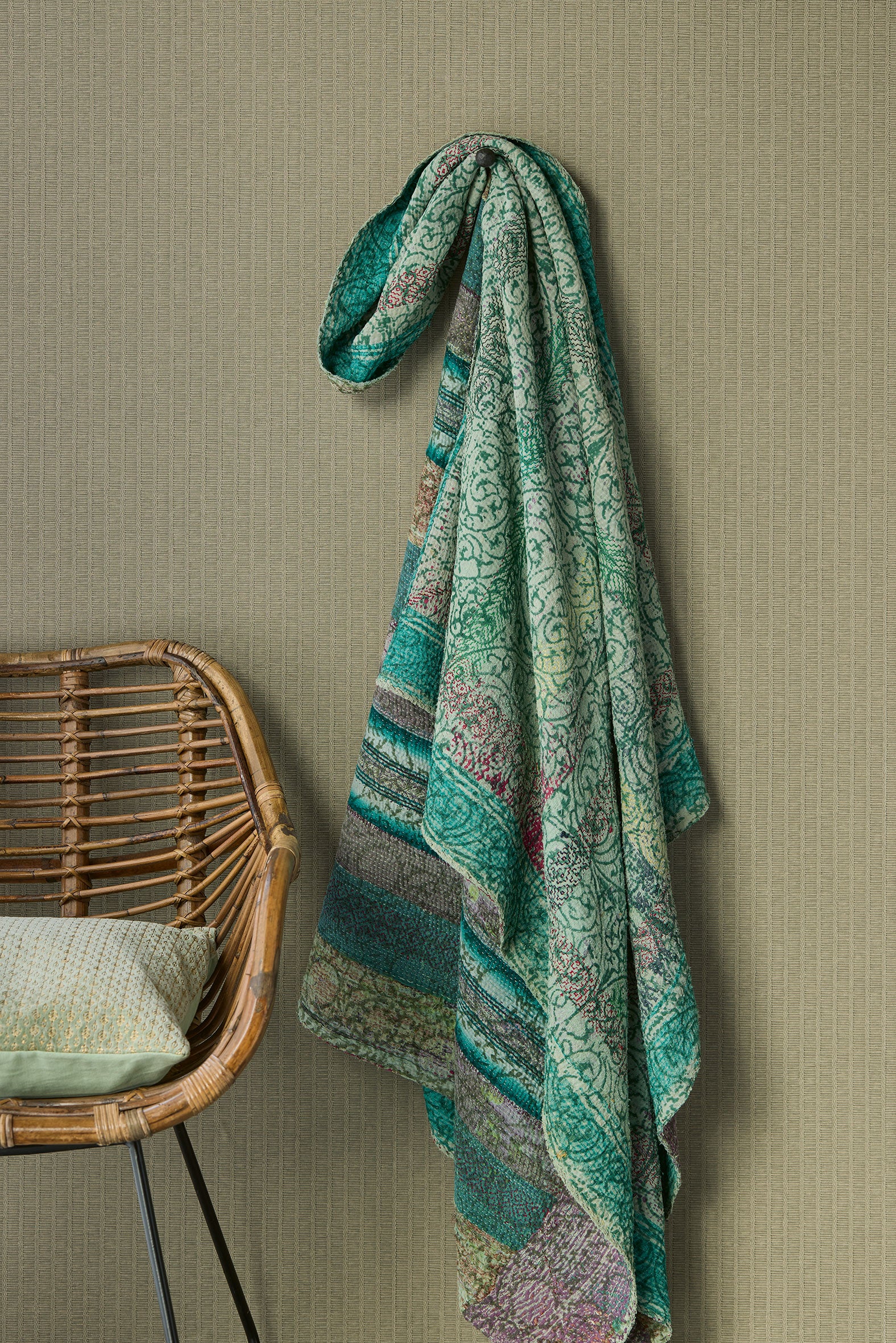 350676 Natural Weave Pistachio Amber Wallpaper by Eijffinger