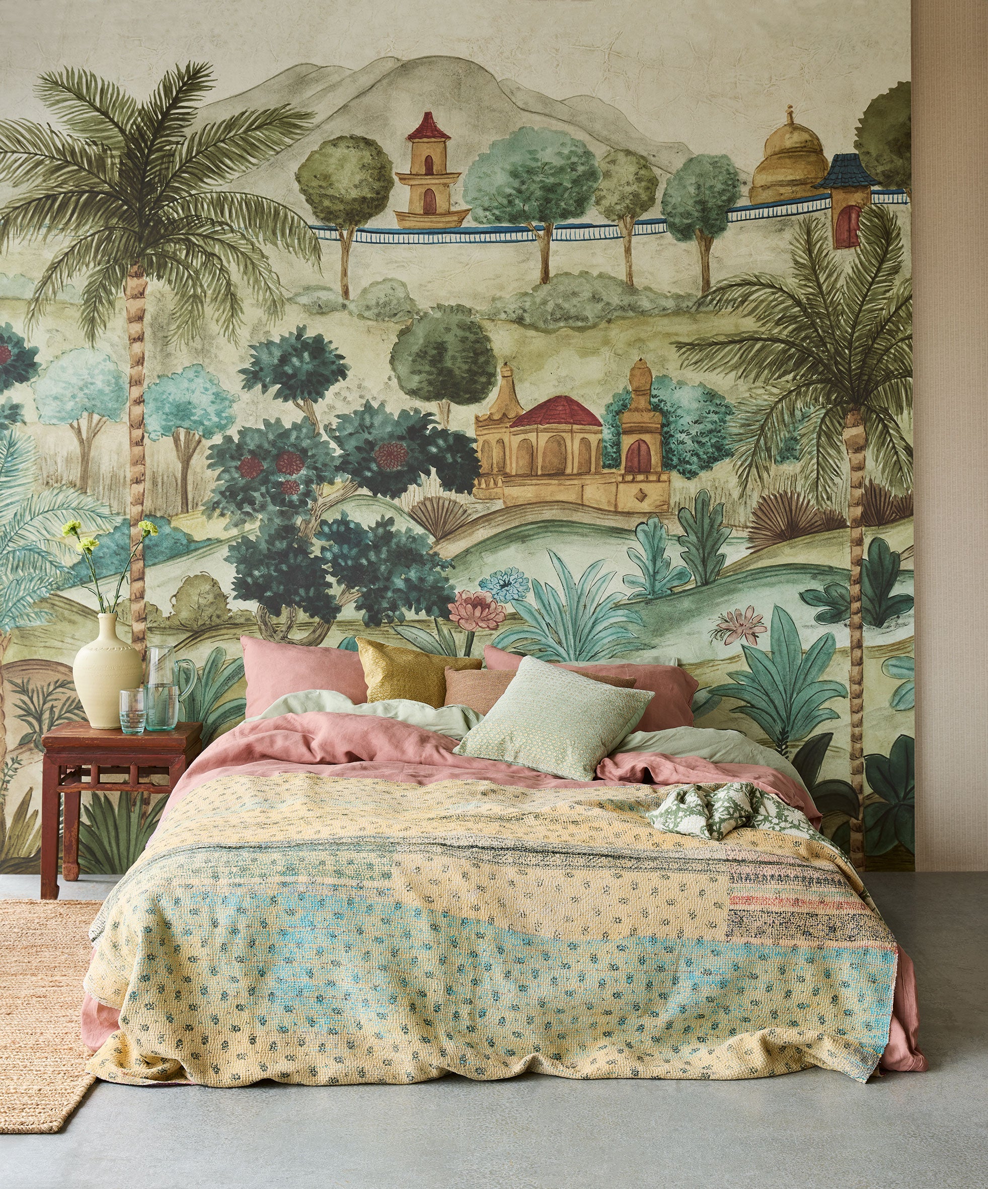 350680 Majestic Garden Jade Amber Mural by Eijffinger