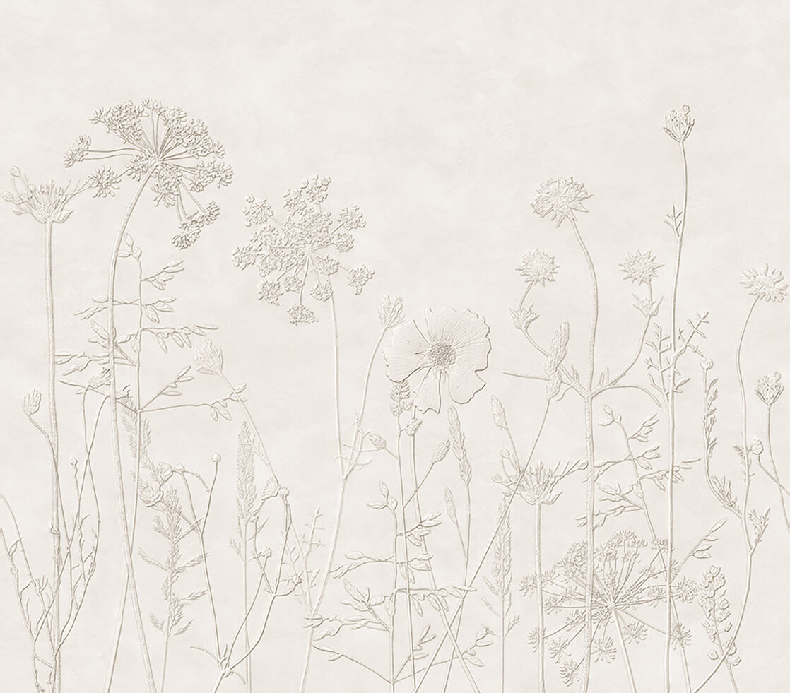 350700 Silhouette Flowers White/Cream Mural by Eijffinger