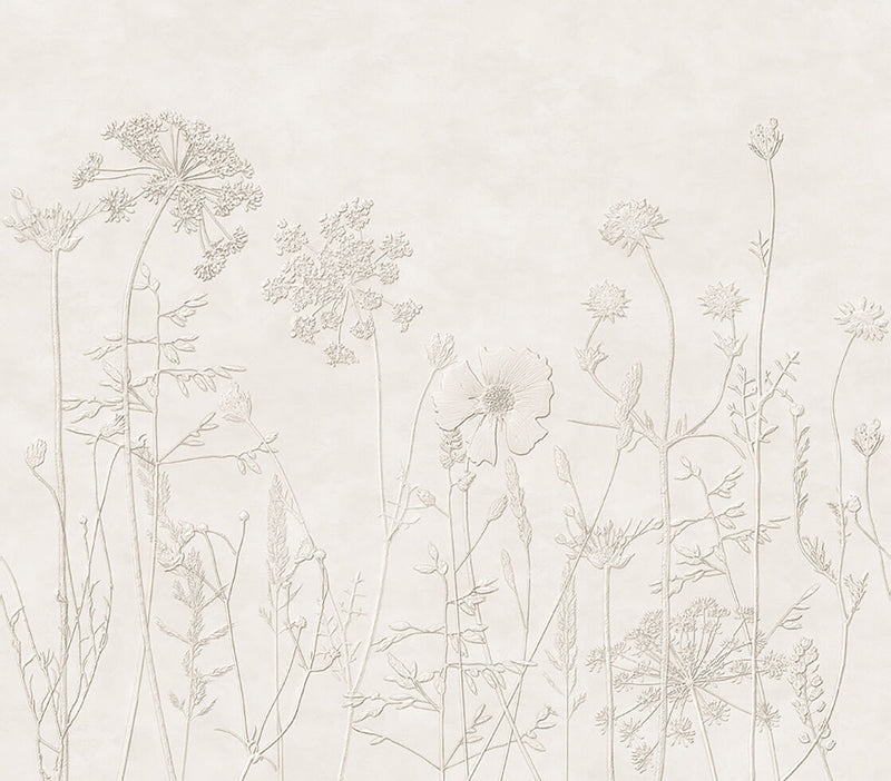 350700 Silhouette Flowers White/Cream Mural by Eijffinger