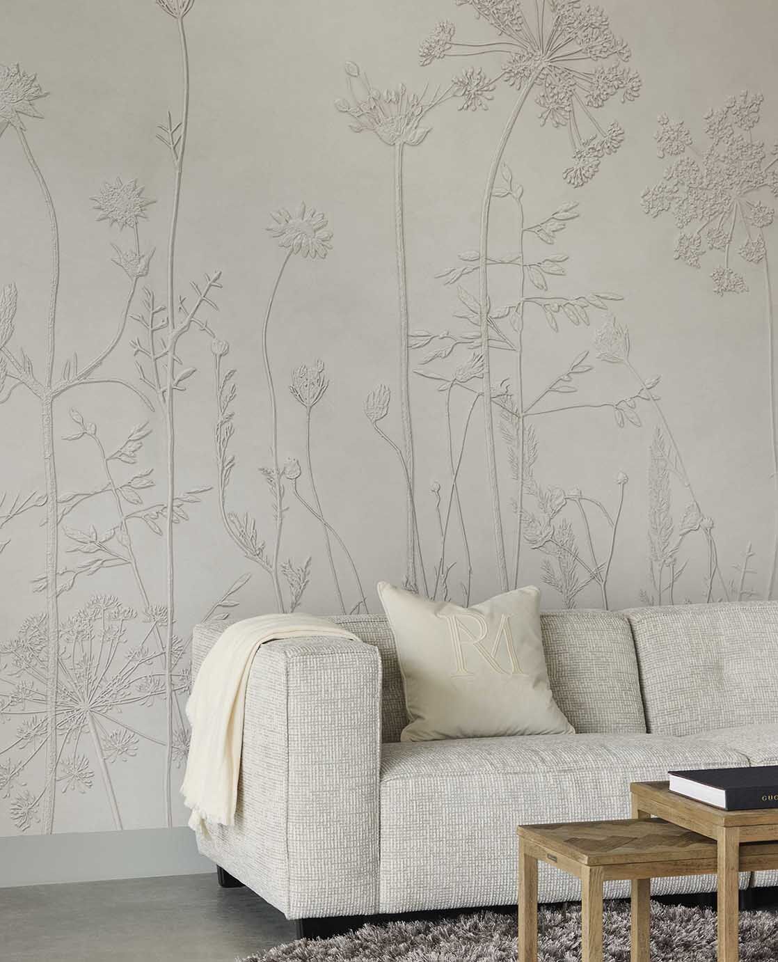 350702 Silhouette Flowers Brown/Taupe Mural by Eijffinger