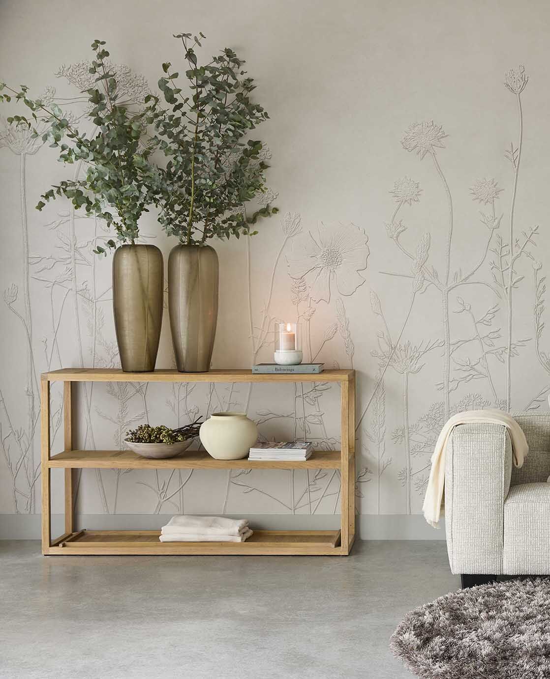 350702 Silhouette Flowers Brown/Taupe Mural by Eijffinger