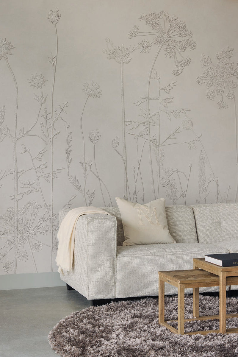 350702 Silhouette Flowers Brown/Taupe Mural by Eijffinger